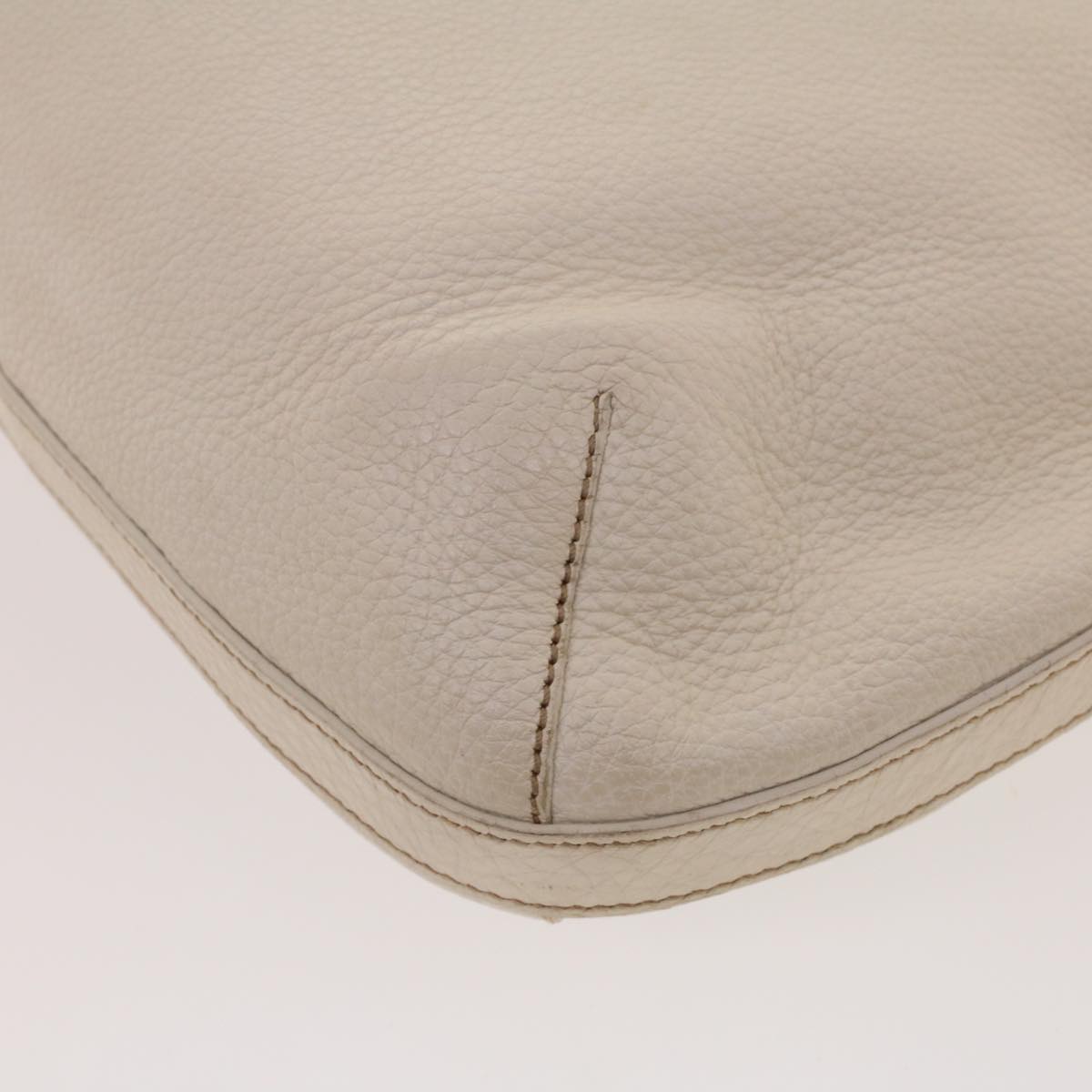 PRADA Shoulder Bag Leather White Auth am4394