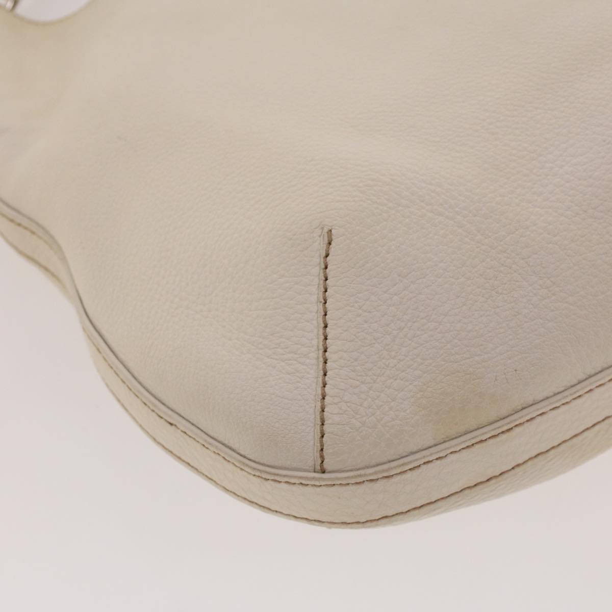 PRADA Shoulder Bag Leather White Auth am4394