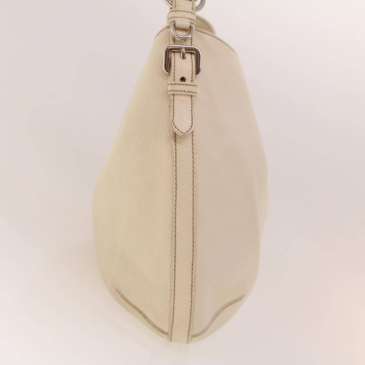 PRADA Shoulder Bag Leather White Auth am4394