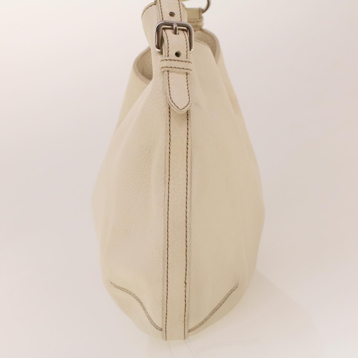 PRADA Shoulder Bag Leather White Auth am4394