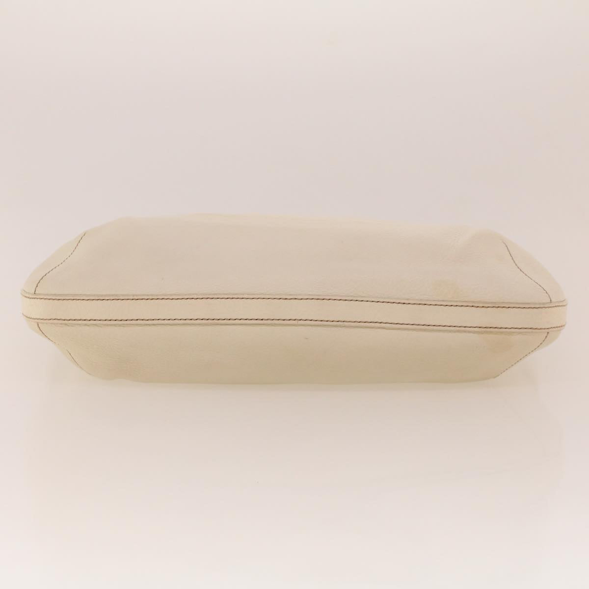 PRADA Shoulder Bag Leather White Auth am4394