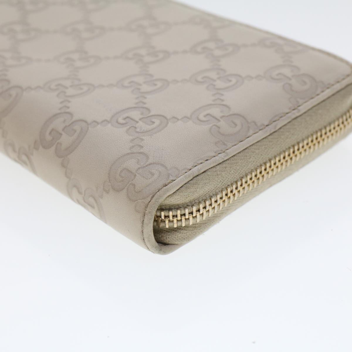 GUCCI GG Canvas Guccissima Long Wallet White 245914 Auth am4402