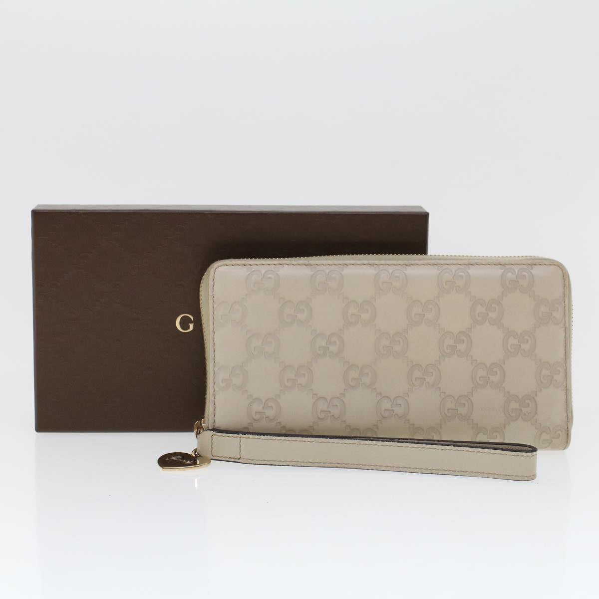 GUCCI GG Canvas Guccissima Long Wallet White 245914 Auth am4402