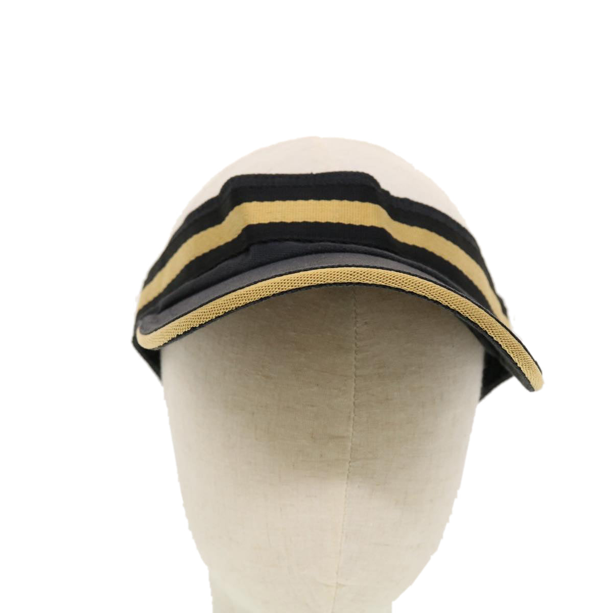 GUCCI GG Canvas Sherry Line Sun Visor S Black Gold 139315 Auth am4449