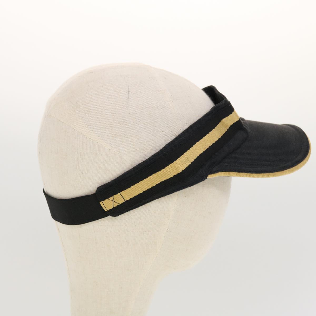 GUCCI GG Canvas Sherry Line Sun Visor S Black Gold 139315 Auth am4449