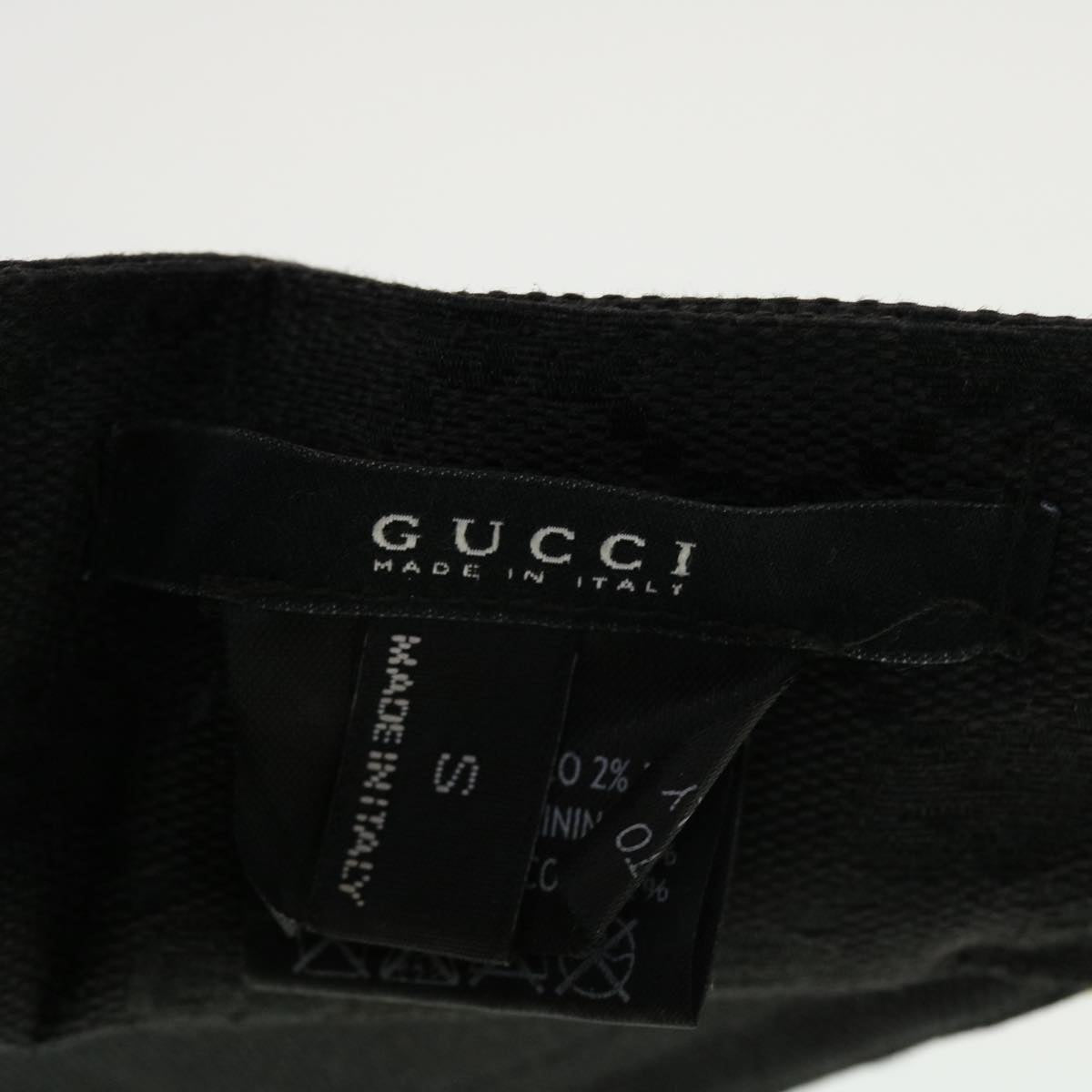 GUCCI GG Canvas Sherry Line Sun Visor S Black Gold 139315 Auth am4449