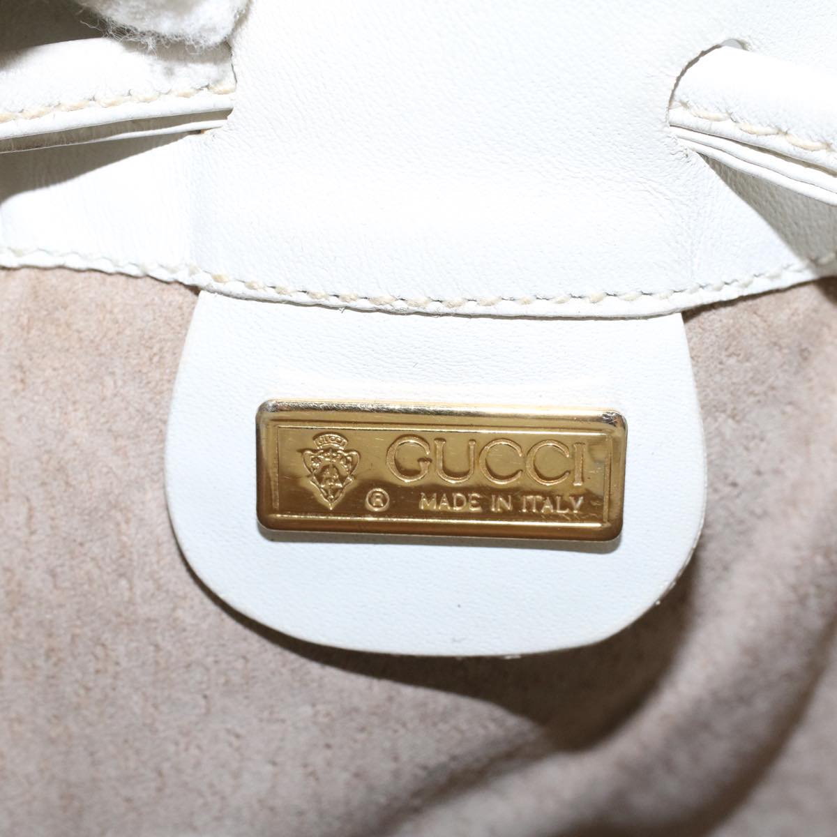 GUCCI Shoulder Bag Leather White Auth am4457