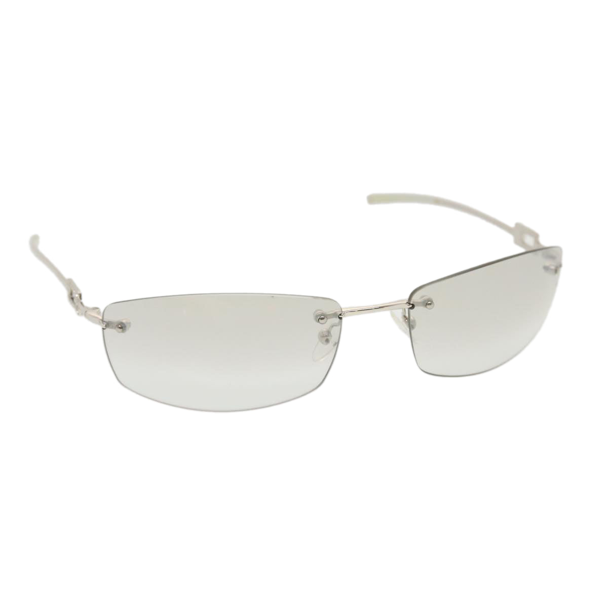 GUCCI Sunglasses Plastic Metal Silver Auth am4458