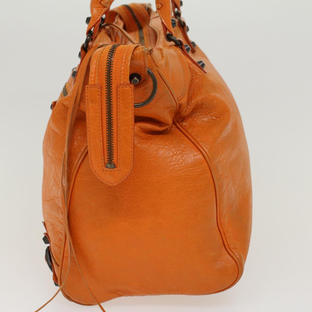 BALENCIAGA Vero Hand Bag Leather 2way Orange Auth am4469