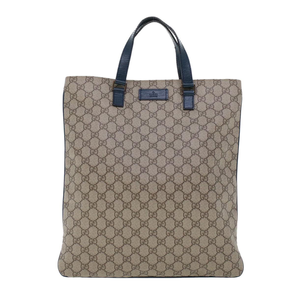 GUCCI GG Canvas Tote Bag PVC Leather Beige Auth am4470