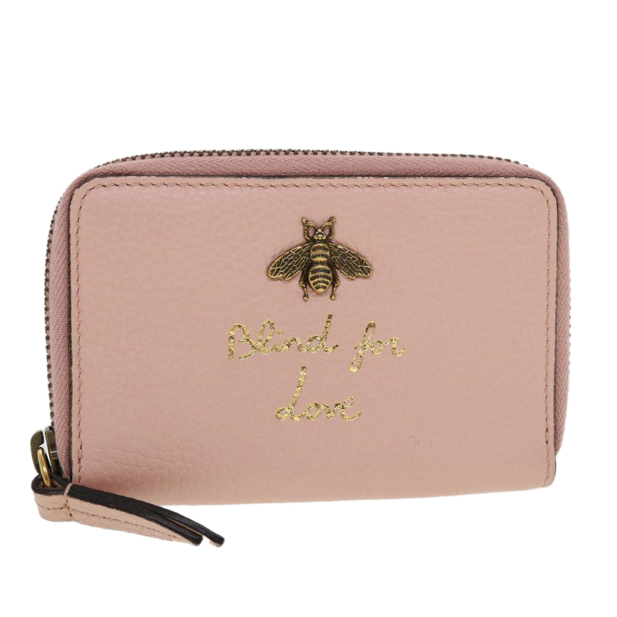 GUCCI Animalie Card Case Leather Pink 546590 Auth am4503