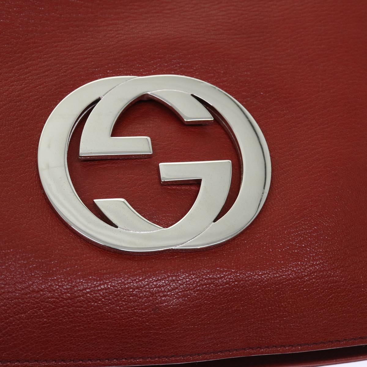 GUCCI Interlocking Shoulder Bag Leather Red 115746 Auth am4584