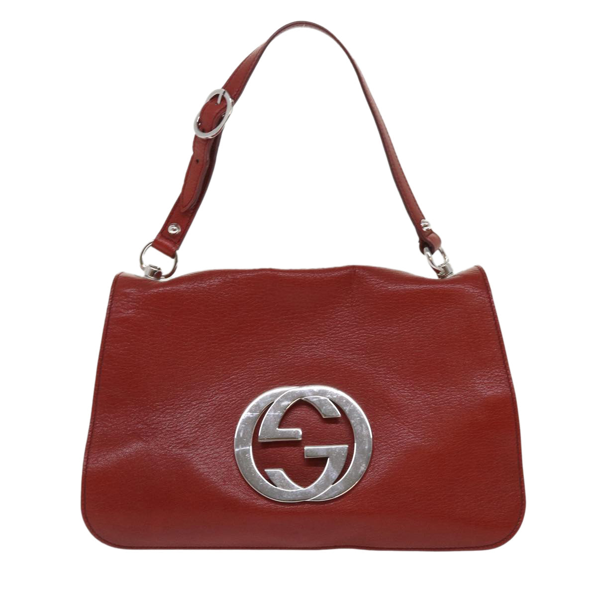 GUCCI Interlocking Shoulder Bag Leather Red 115746 Auth am4584