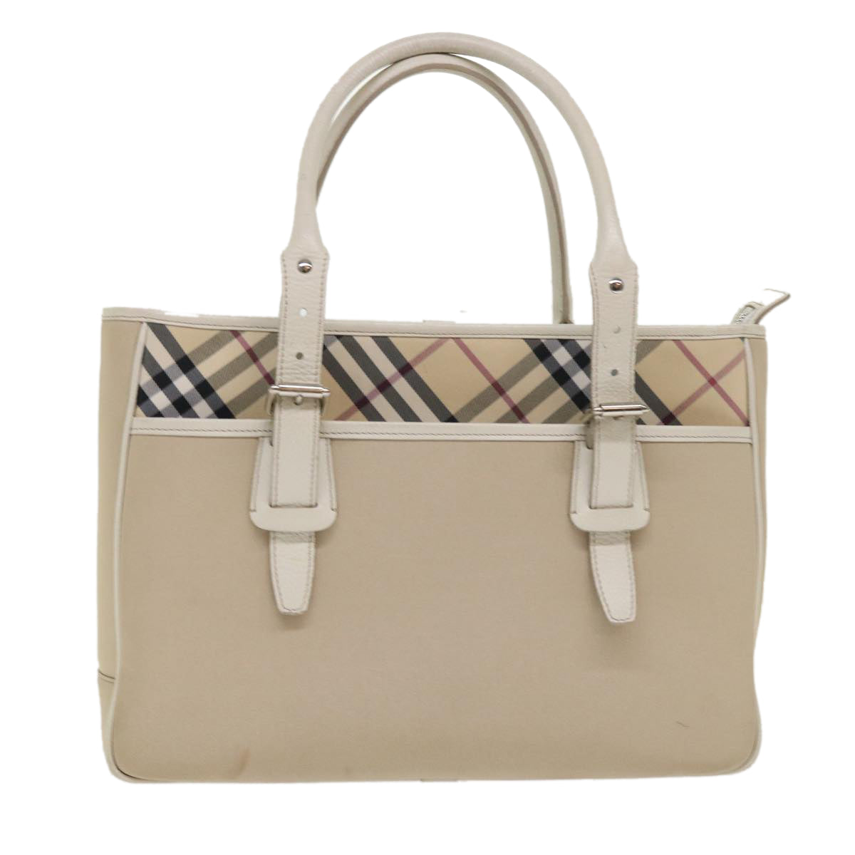 BURBERRY Nova Check Shoulder Bag Nylon Leather Beige Auth am4592