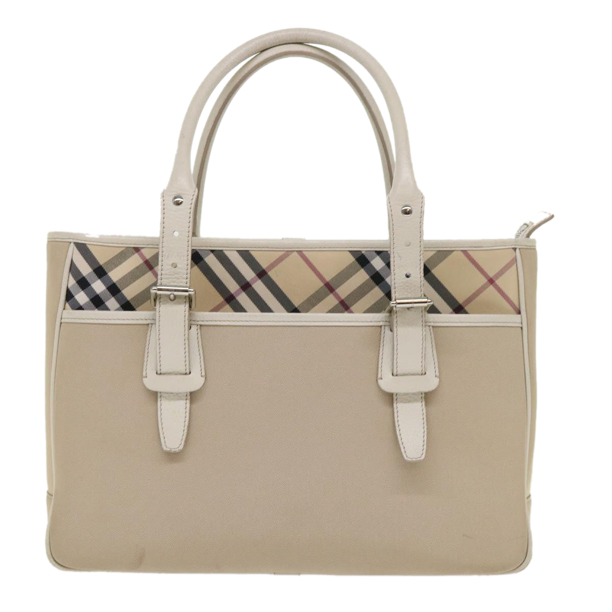 BURBERRY Nova Check Shoulder Bag Nylon Leather Beige Auth am4592