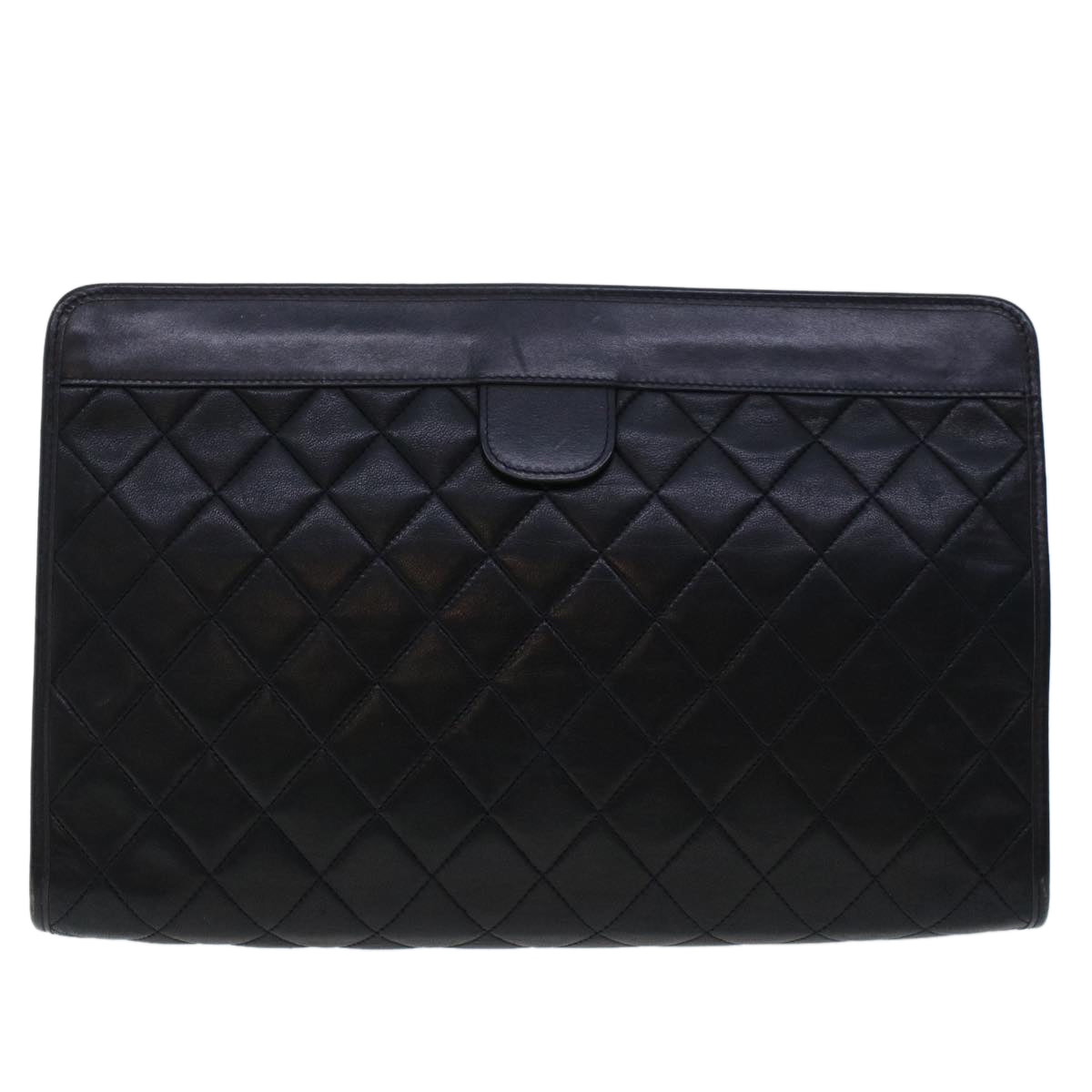 CHANEL Clutch Bag Lamb Skin Black CC Auth am4611