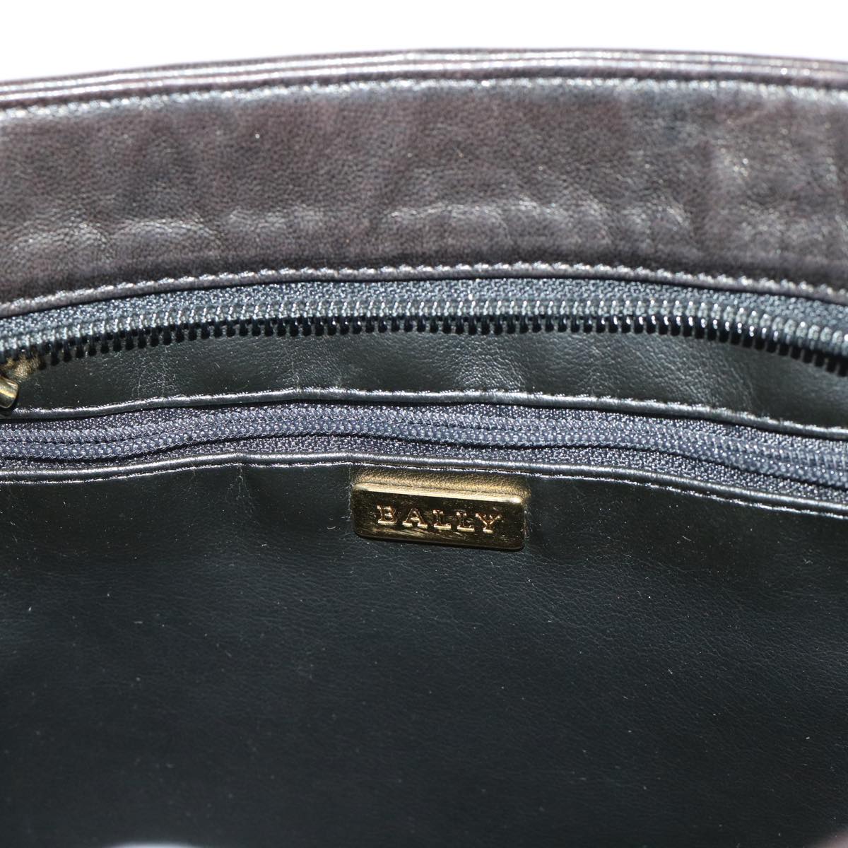 BALLY Chain Shoulder Bag Lamb Skin Black Auth am4623