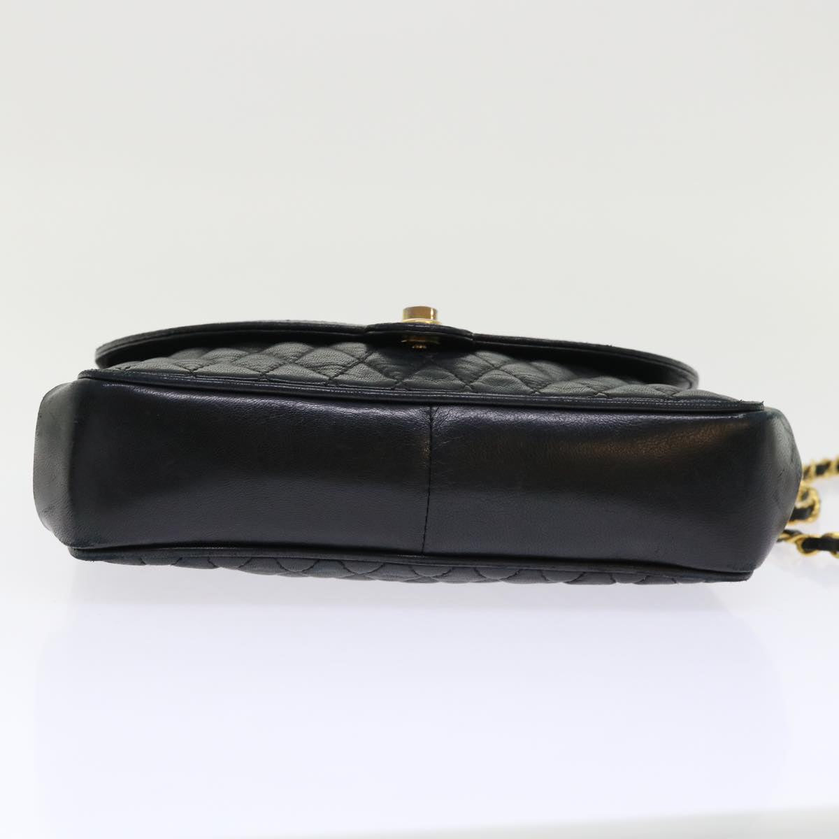 BALLY Chain Quilted Shoulder Bag Leather Black Auth am4635