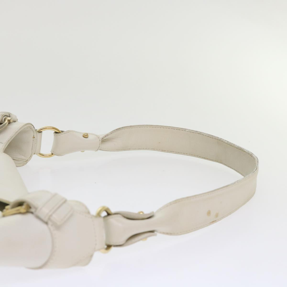 Salvatore Ferragamo Gancini Shoulder Bag Leather White AU-21/4407 Auth am4652