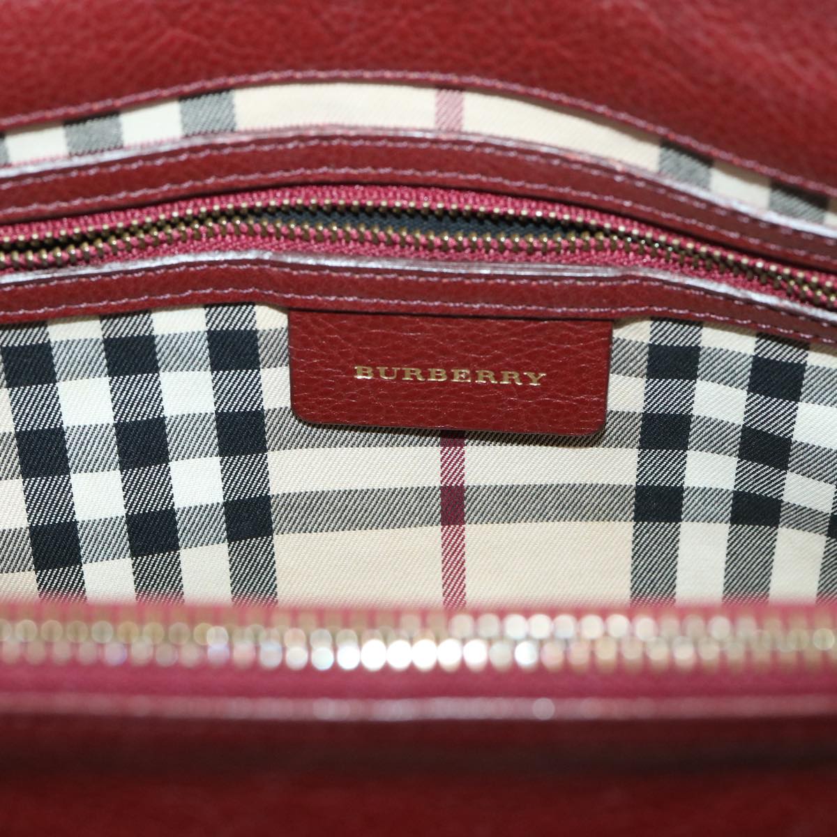 BURBERRY Hand Bag Leather Red Auth am4670