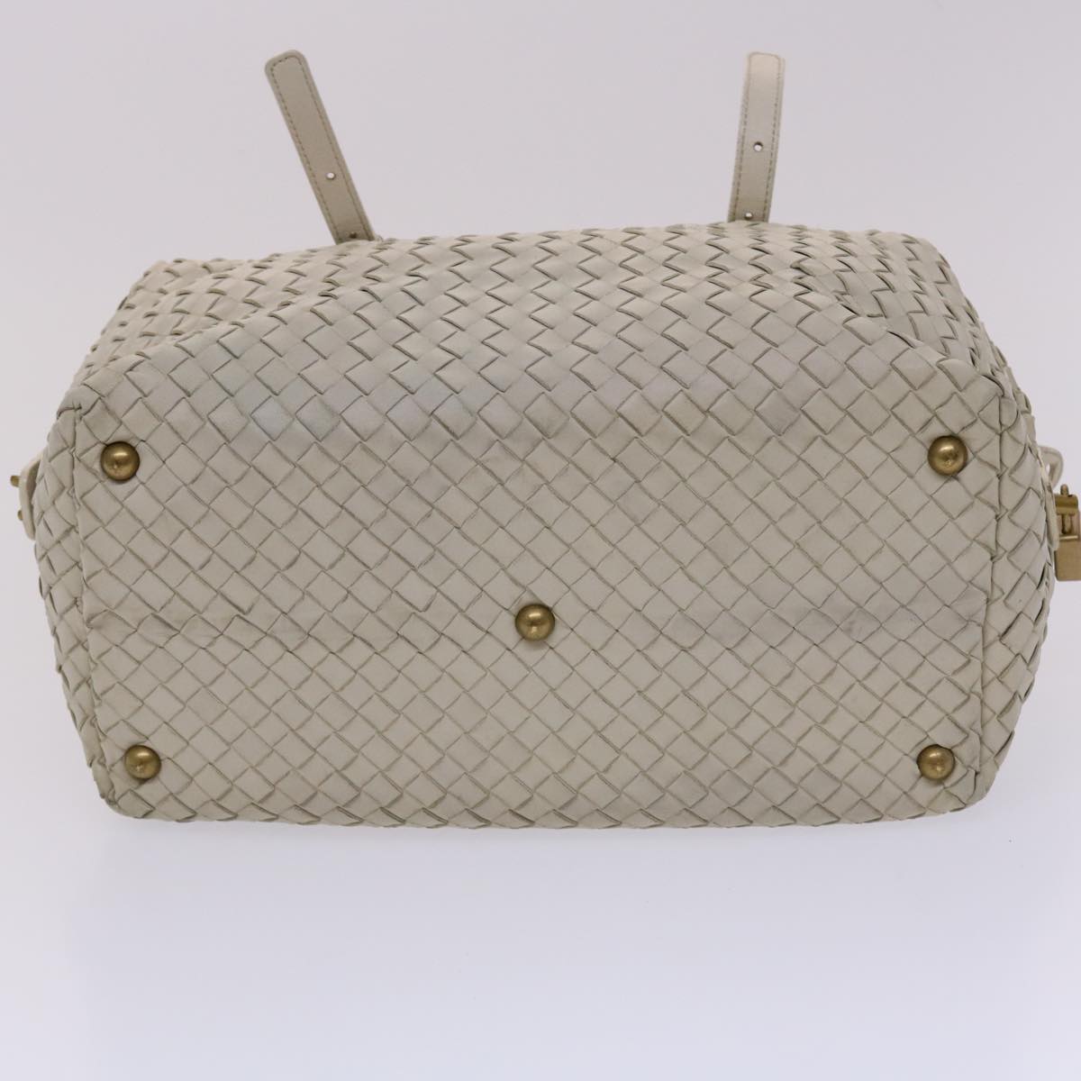 BOTTEGA VENETA INTRECCIATO Hand Bag Leather White Auth am4671