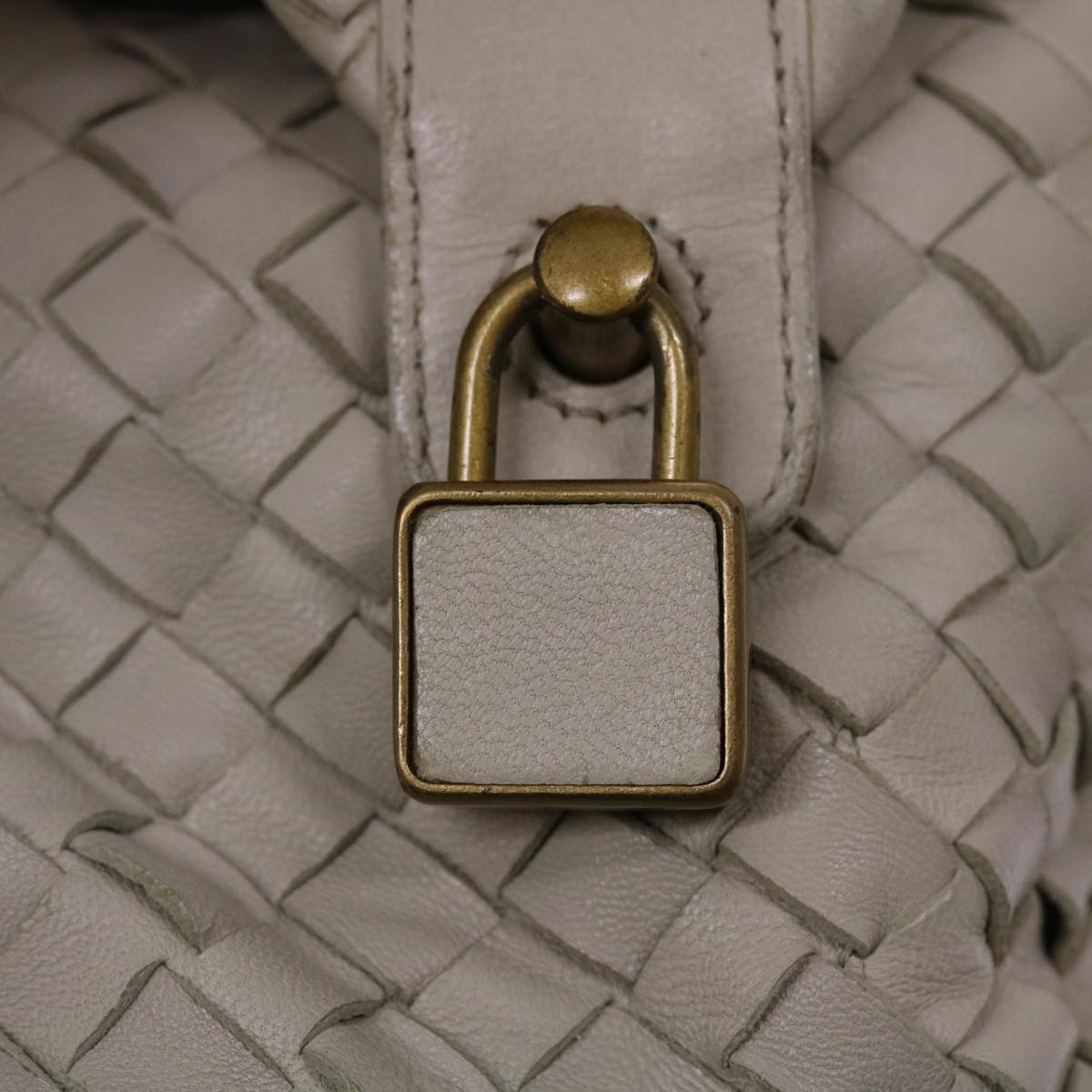 BOTTEGA VENETA INTRECCIATO Hand Bag Leather White Auth am4671