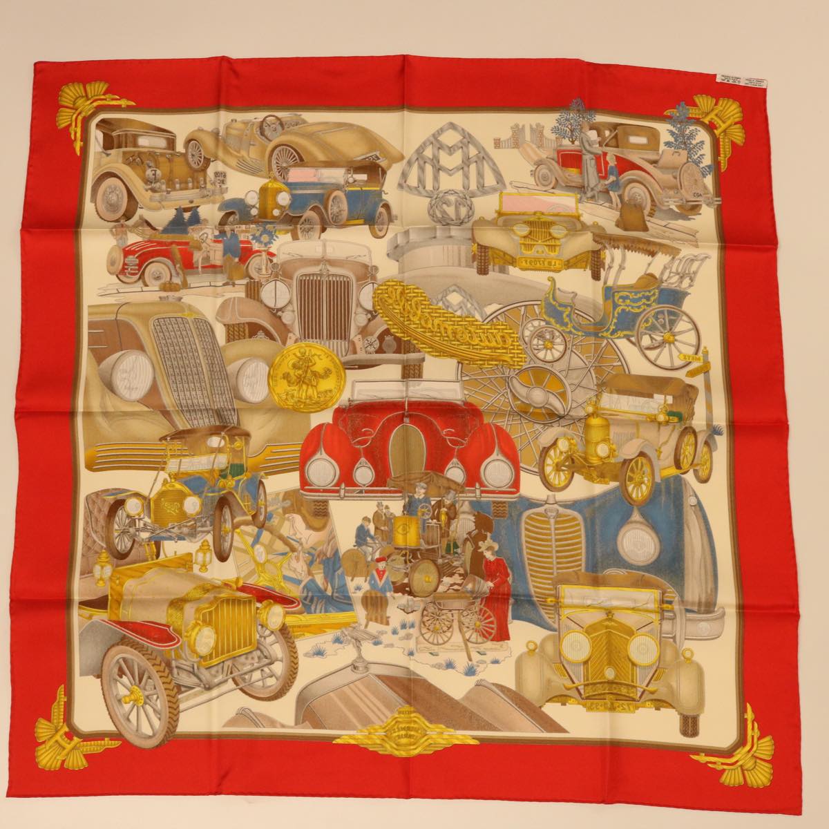 HERMES Carre 90 Scarf ""ST.CHRISTOPHE ET L’ENFANT JESUS"" Silk Red Auth am4688