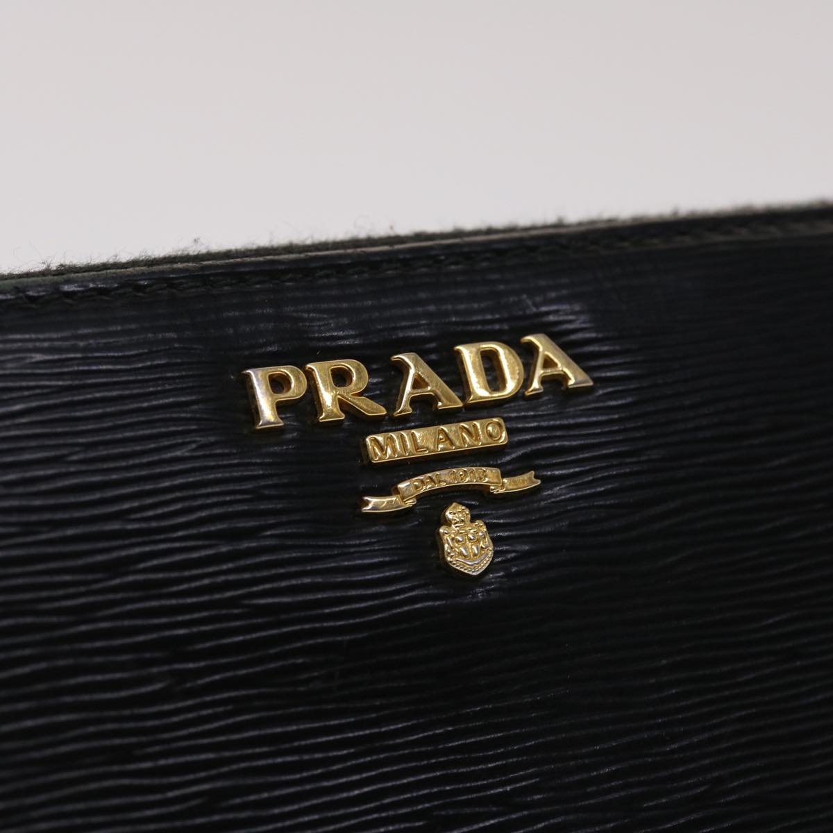 PRADA Wallet Leather Black Auth am4736