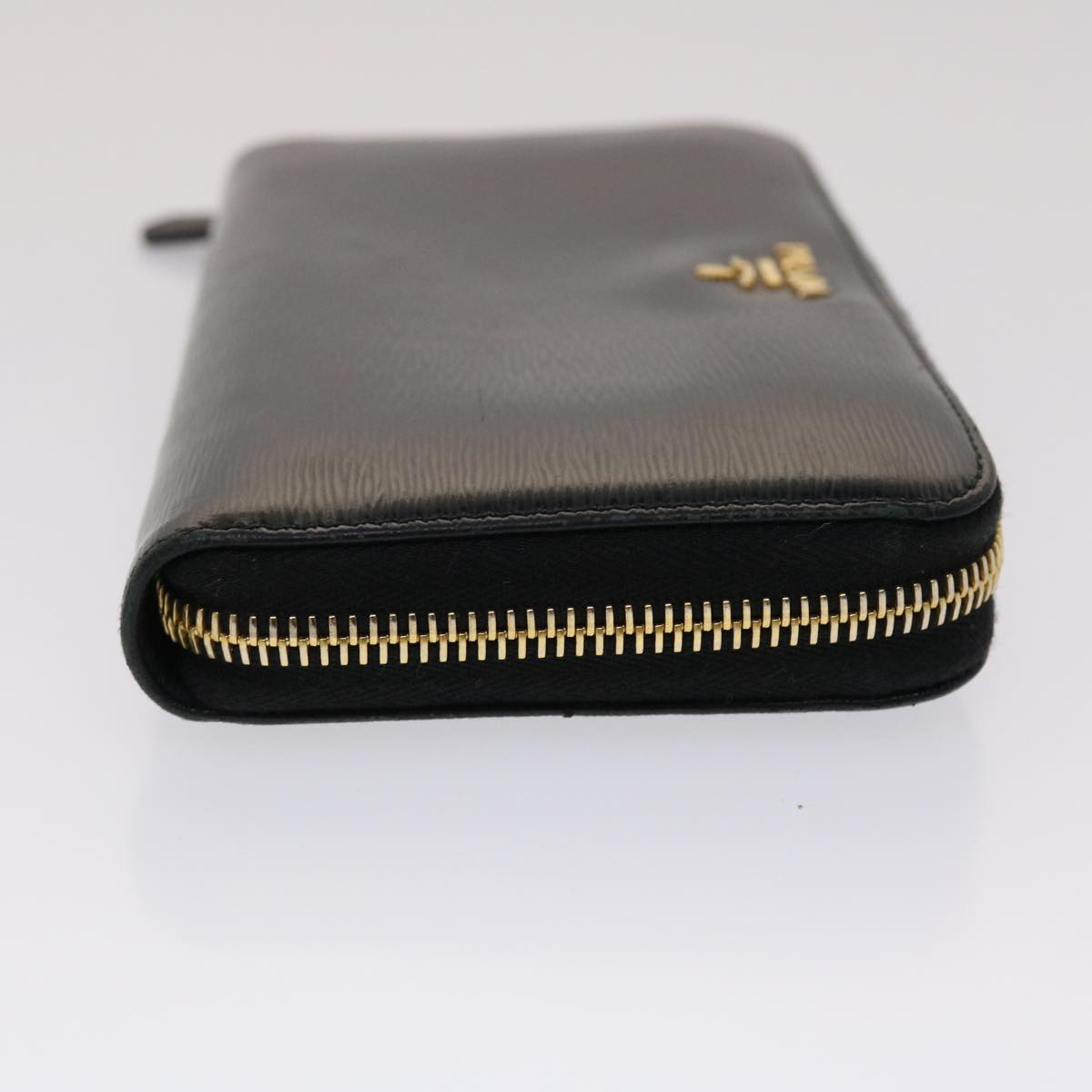 PRADA Wallet Leather Black Auth am4736