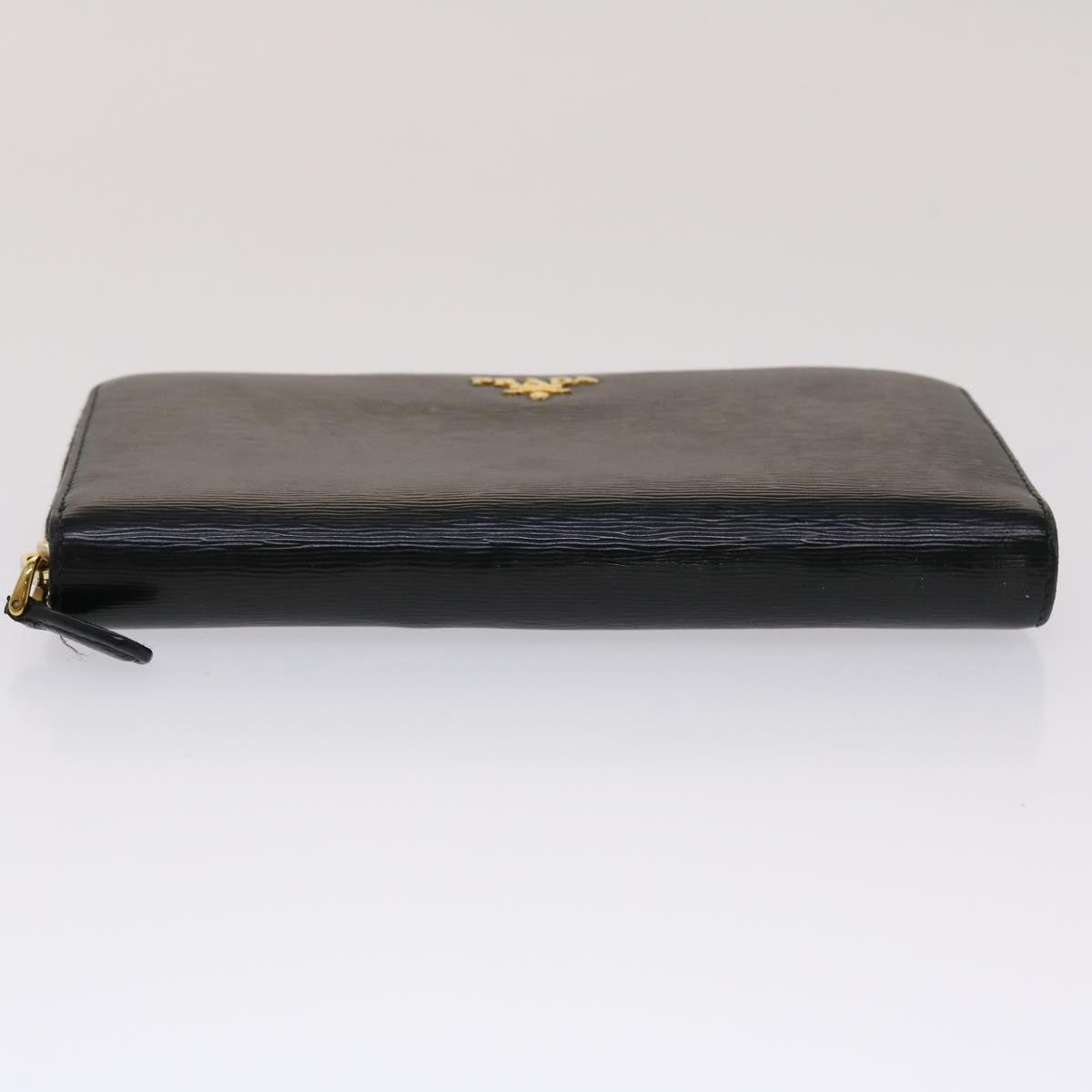 PRADA Wallet Leather Black Auth am4736