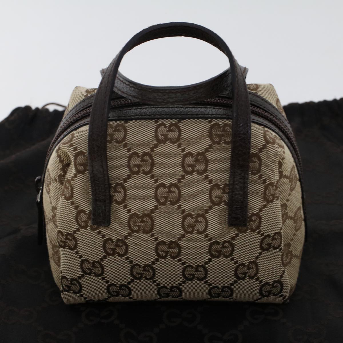 GUCCI GG Canvas Pouch Beige 124541 Auth am4809