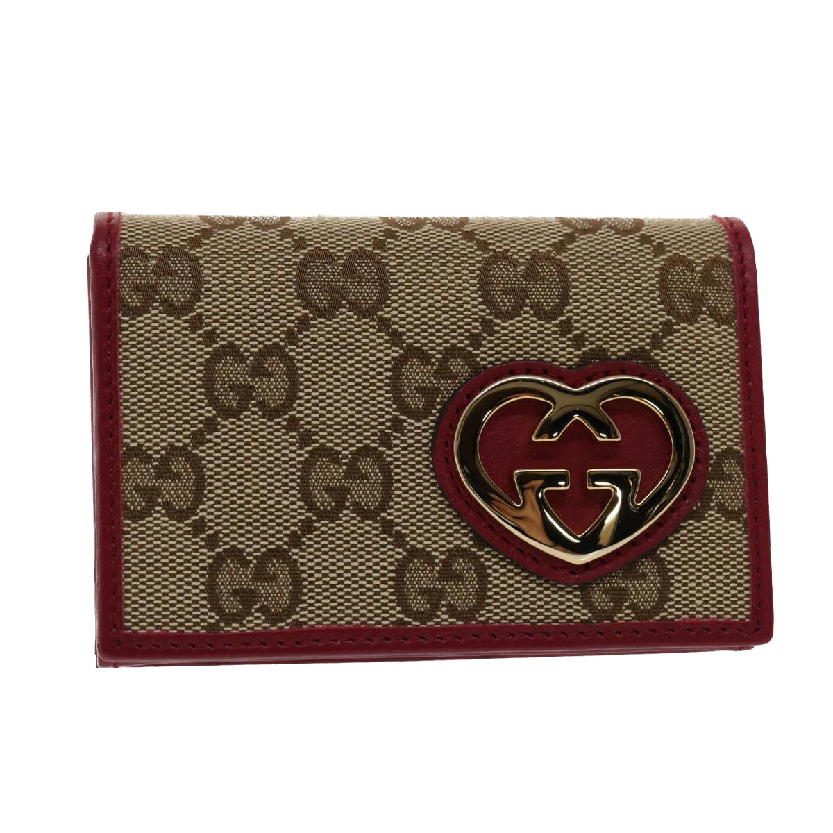 GUCCI GG Canvas Card Case Beige 245730 Auth am4813