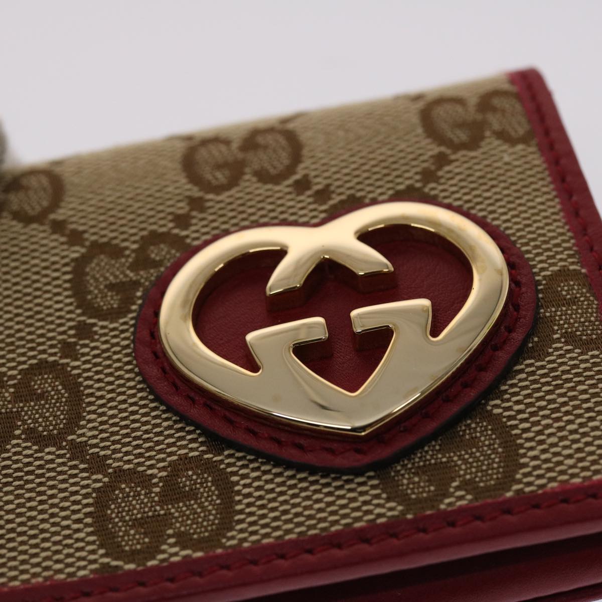 GUCCI GG Canvas Card Case Beige 245730 Auth am4813