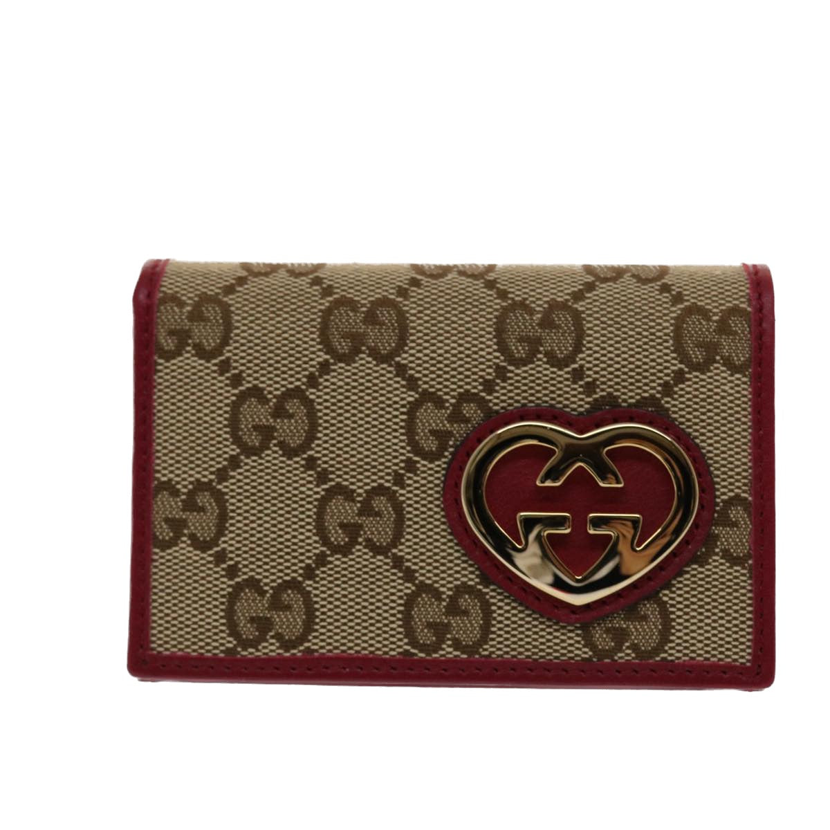 GUCCI GG Canvas Card Case Beige 245730 Auth am4813