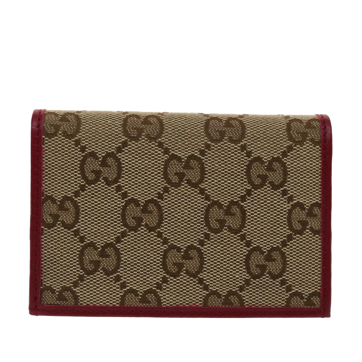 GUCCI GG Canvas Card Case Beige 245730 Auth am4813