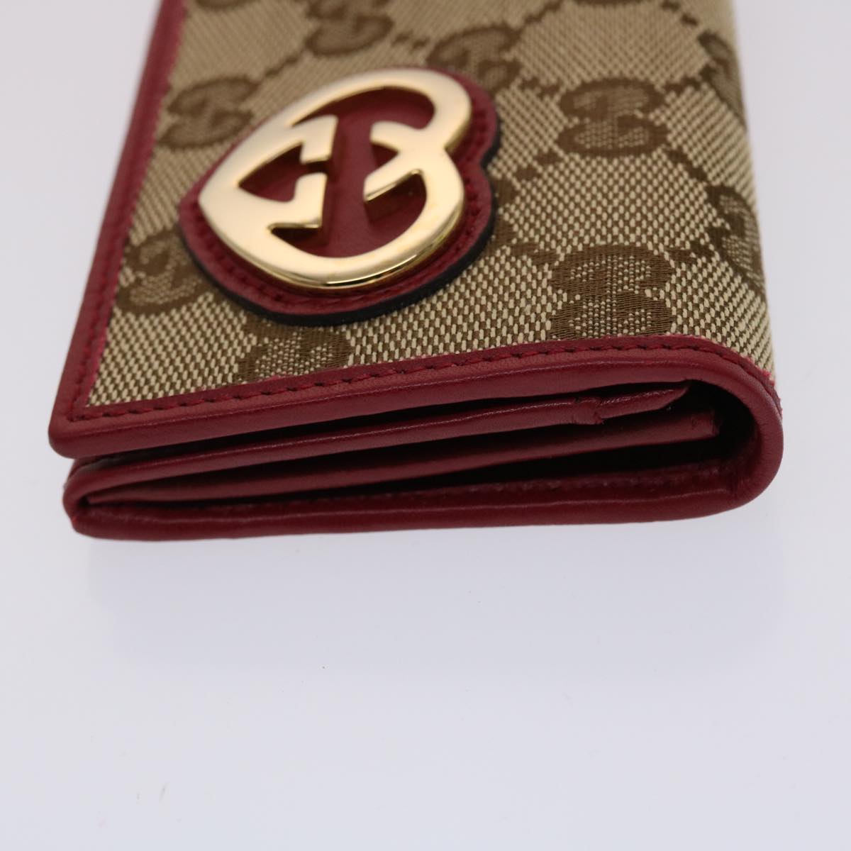 GUCCI GG Canvas Card Case Beige 245730 Auth am4813