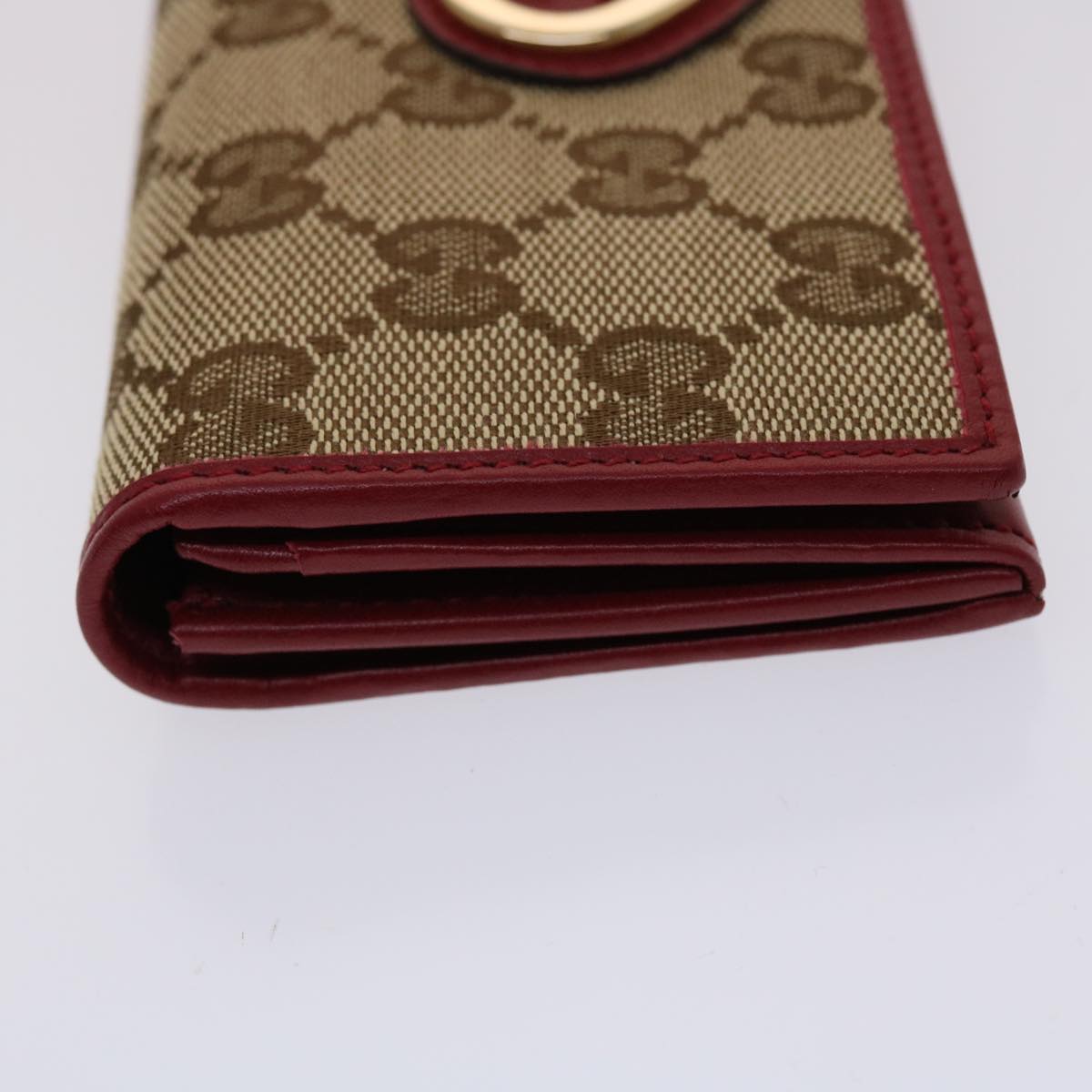 GUCCI GG Canvas Card Case Beige 245730 Auth am4813