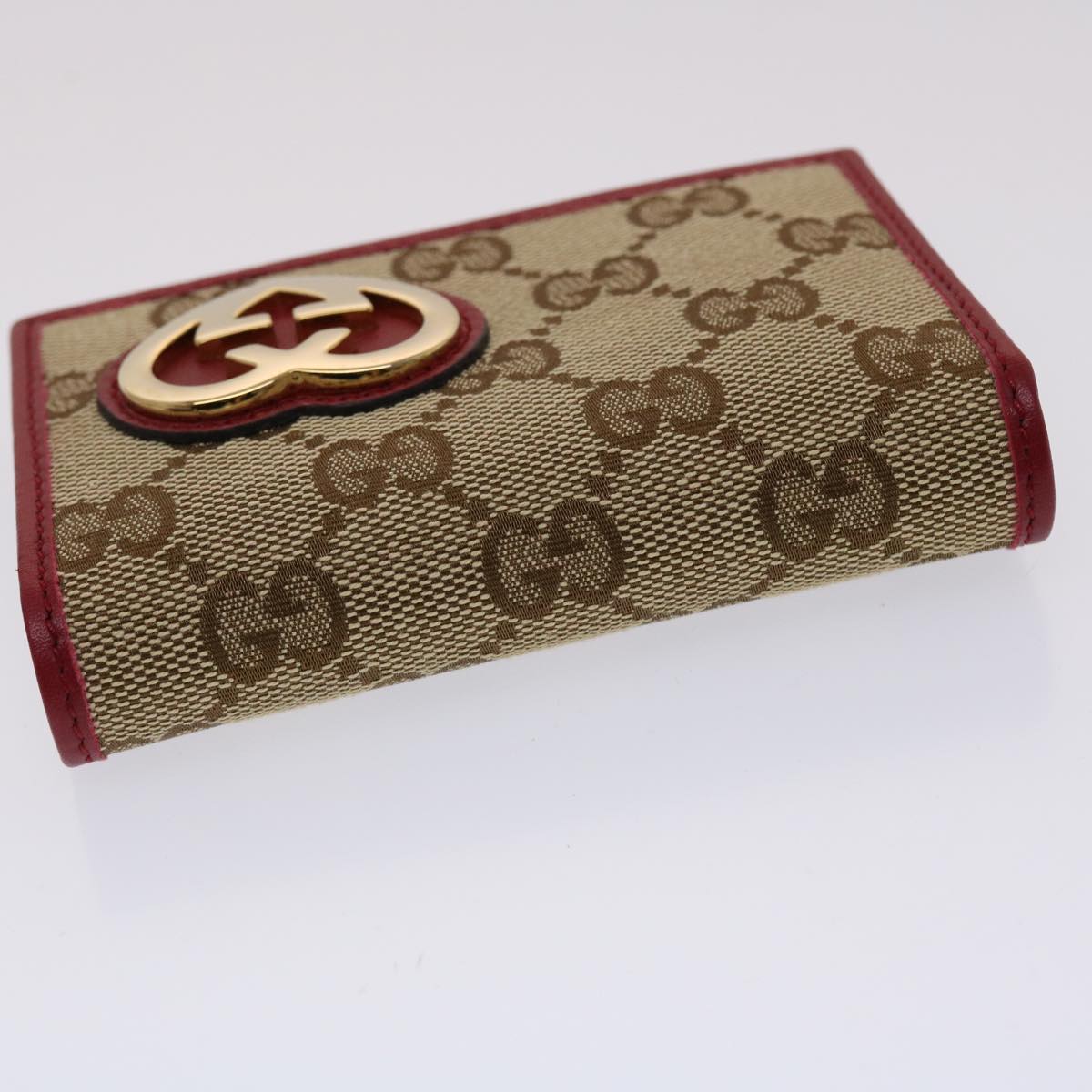 GUCCI GG Canvas Card Case Beige 245730 Auth am4813