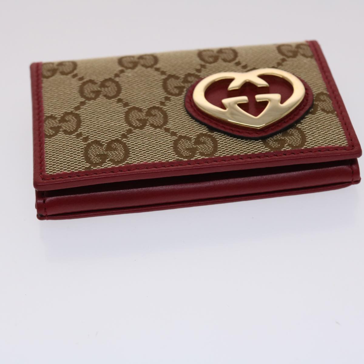 GUCCI GG Canvas Card Case Beige 245730 Auth am4813