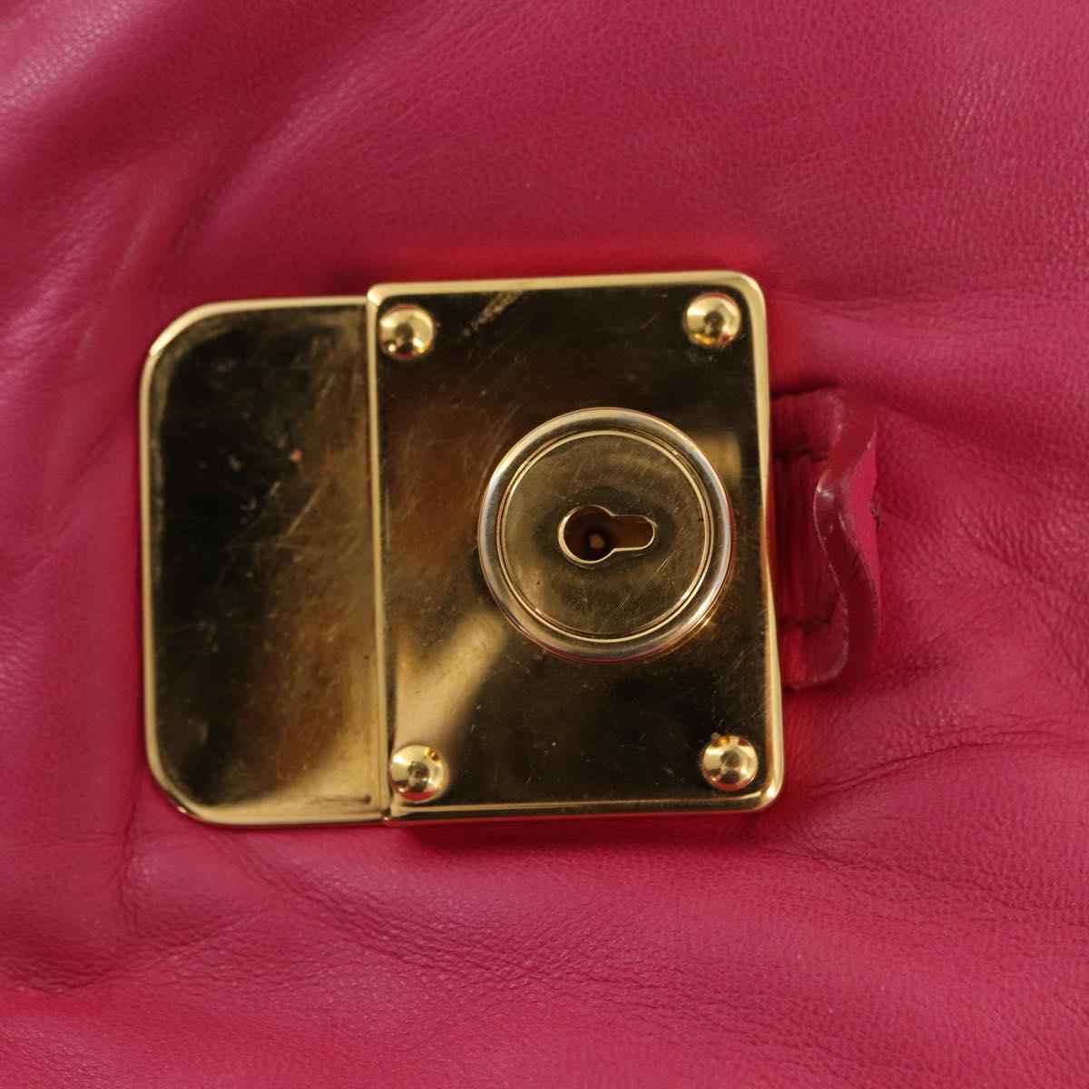 Miu Miu Hand Bag Leather Pink Gold Auth am4820