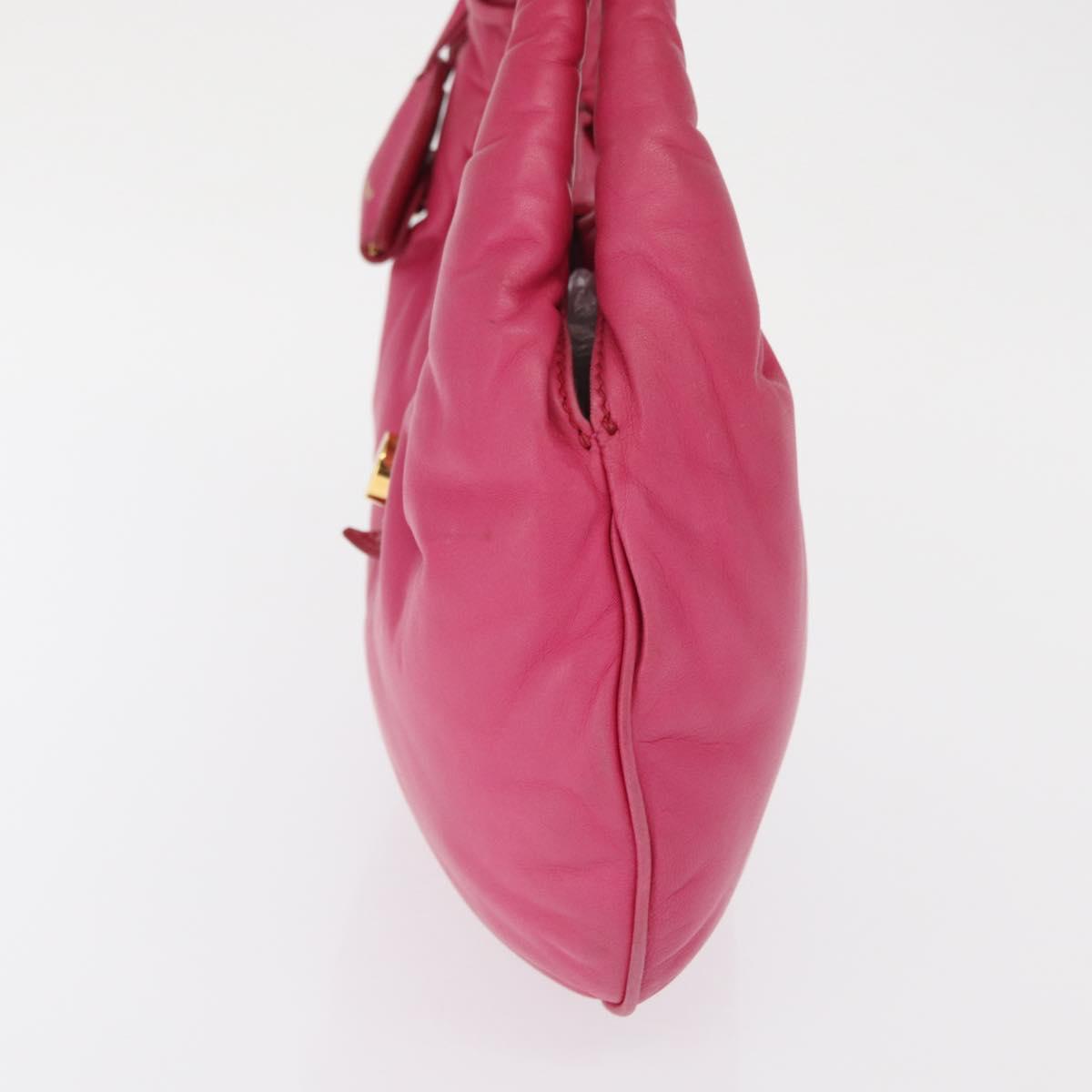 Miu Miu Hand Bag Leather Pink Gold Auth am4820