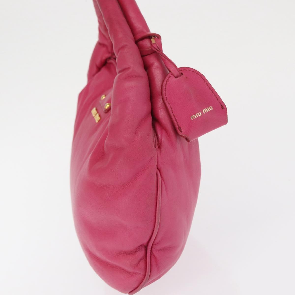 Miu Miu Hand Bag Leather Pink Gold Auth am4820