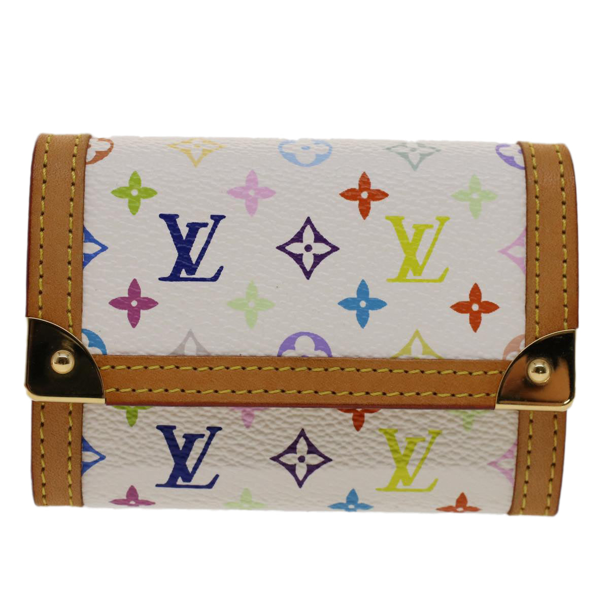 LOUIS VUITTON Monogram Multicolor Porte Monnaie Plat White M92657 LV Auth am4864