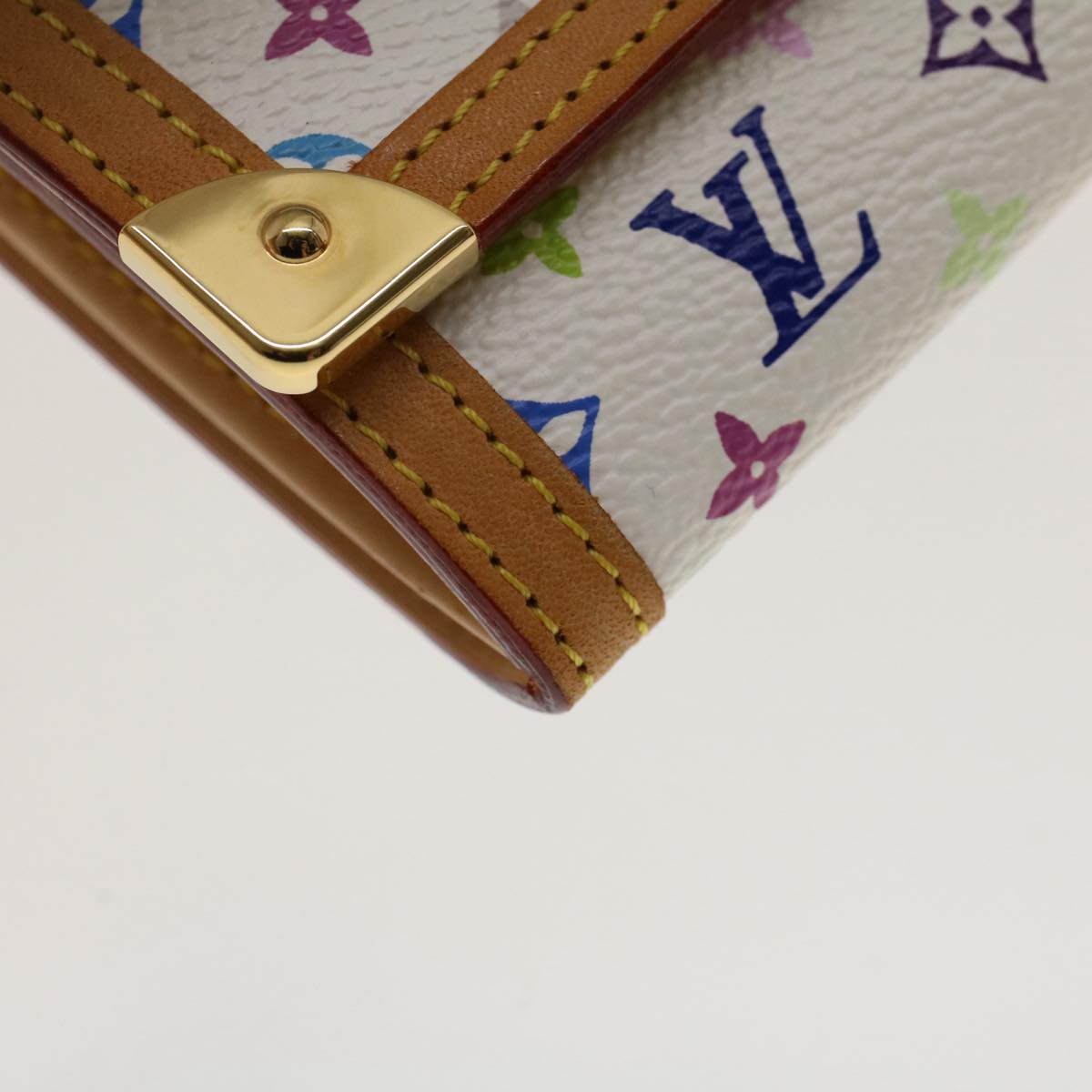 LOUIS VUITTON Monogram Multicolor Porte Monnaie Plat White M92657 LV Auth am4864