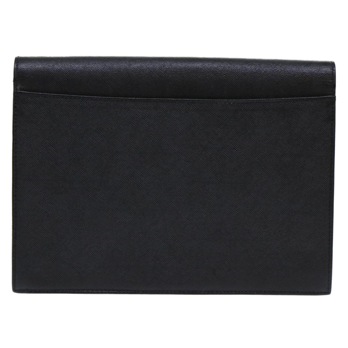 SAINT LAURENT Clutch Bag Leather Black Auth am4881