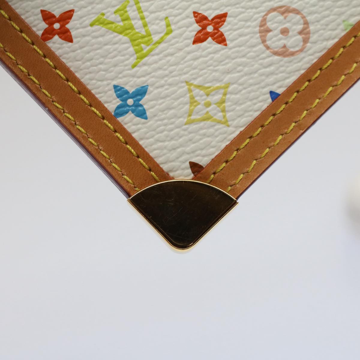 LOUIS VUITTON Monogram Multicolor Pochette Cles Purse White M92655 Auth am4914