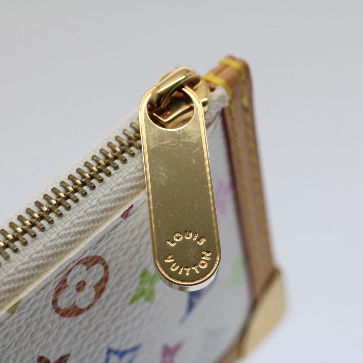 LOUIS VUITTON Monogram Multicolor Pochette Cles Purse White M92655 Auth am4914