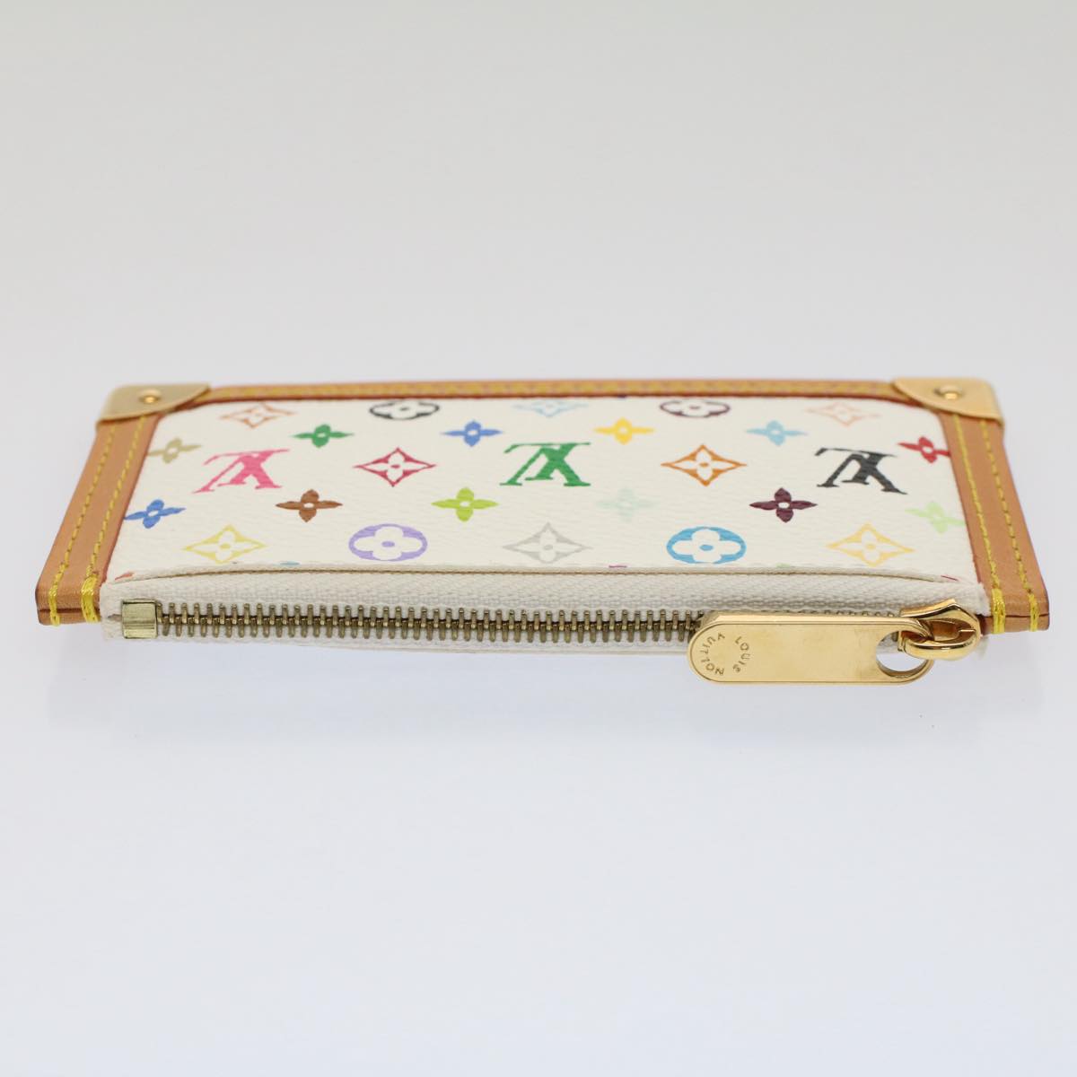 LOUIS VUITTON Monogram Multicolor Pochette Cles Purse White M92655 Auth am4914