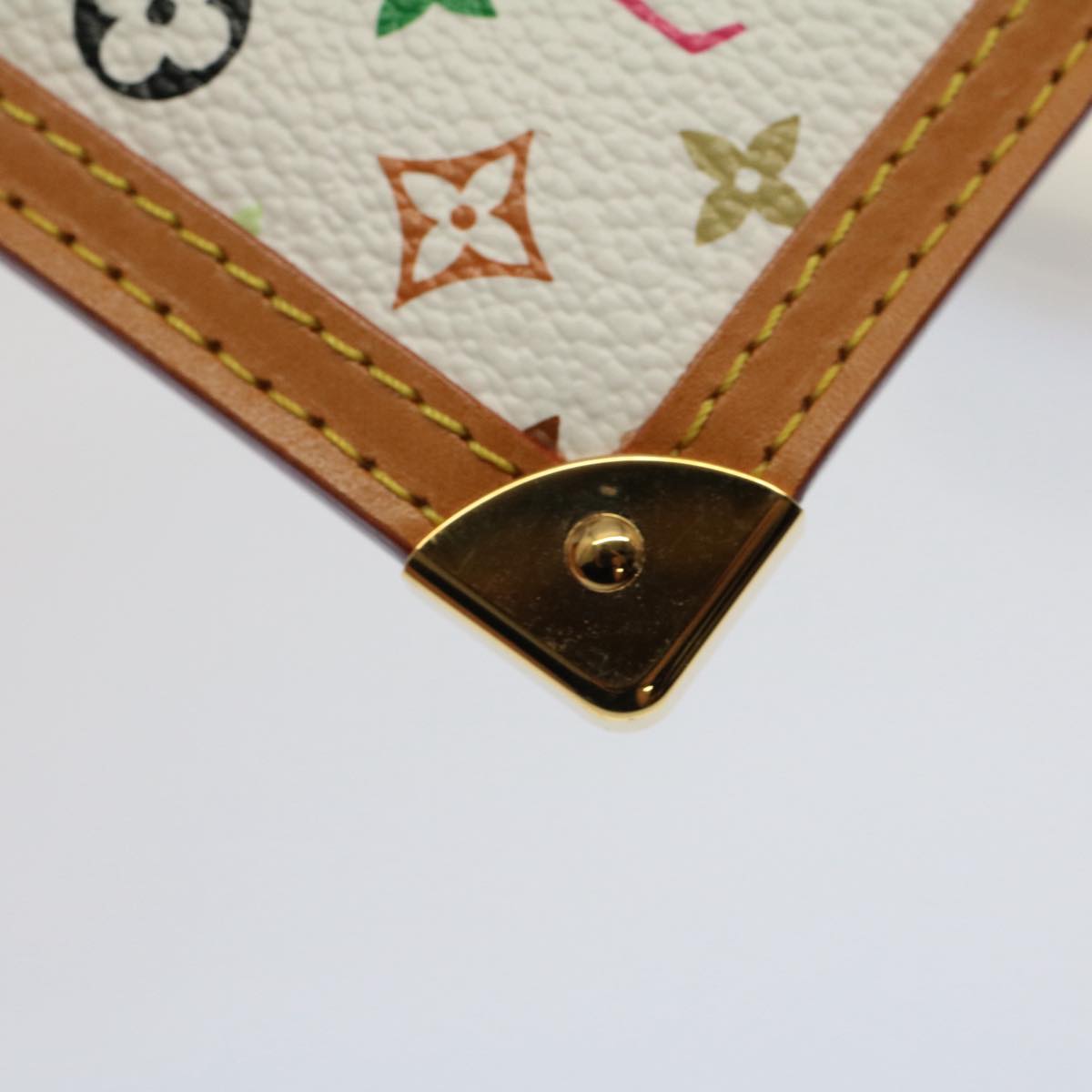 LOUIS VUITTON Monogram Multicolor Pochette Cles Purse White M92655 Auth am4914