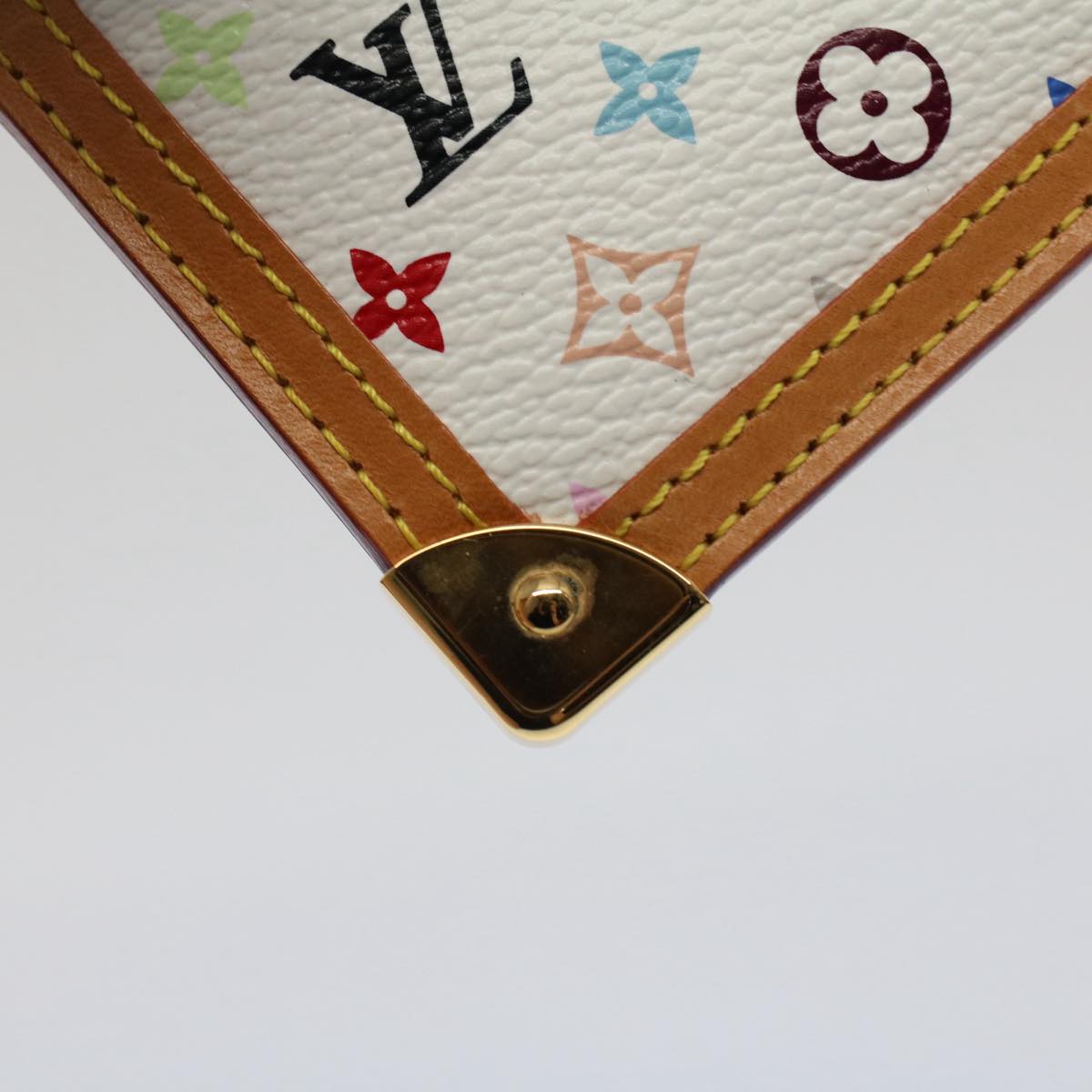 LOUIS VUITTON Monogram Multicolor Pochette Cles Purse White M92655 Auth am4914